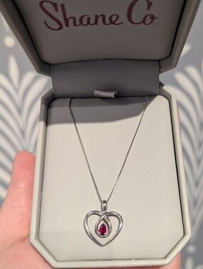 Shane Co. Heart Pendant Necklace with Ruby